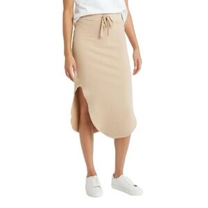 Frank & Eileen Beige Drawstring Midi Skirt